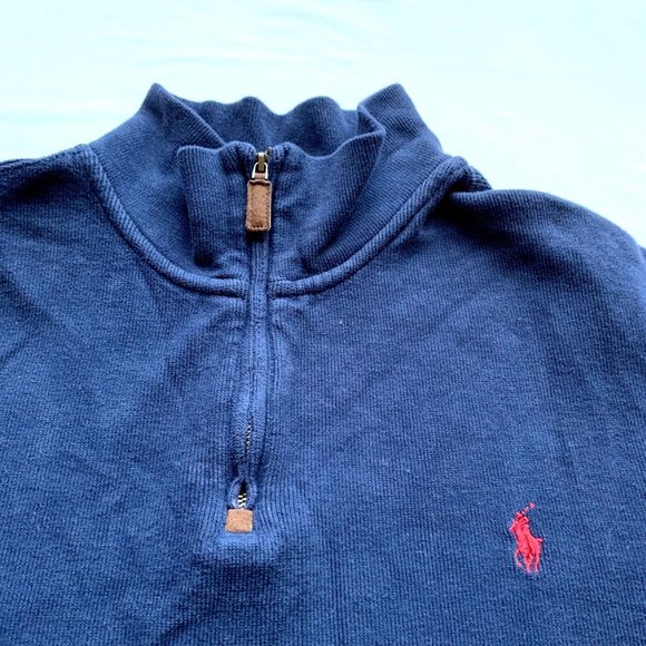 Ralph Lauren Polo Sweater Mens XL Blue 1/4 Zip Mock Pullover Golf Classic Casual - Picture 5 of 12